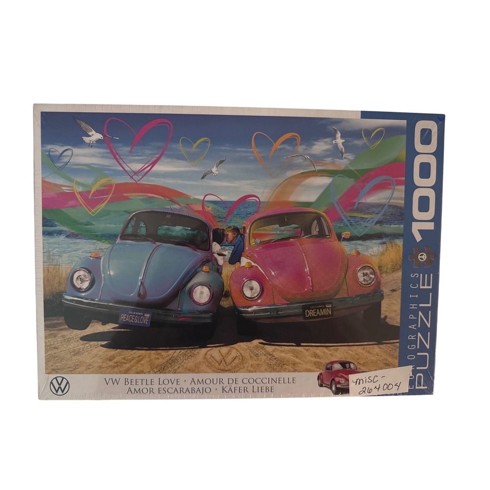 EuroGraphics VW Beetle Love 1000 Piece Jigsaw Puzzle Vintage Car Art New Sealed
